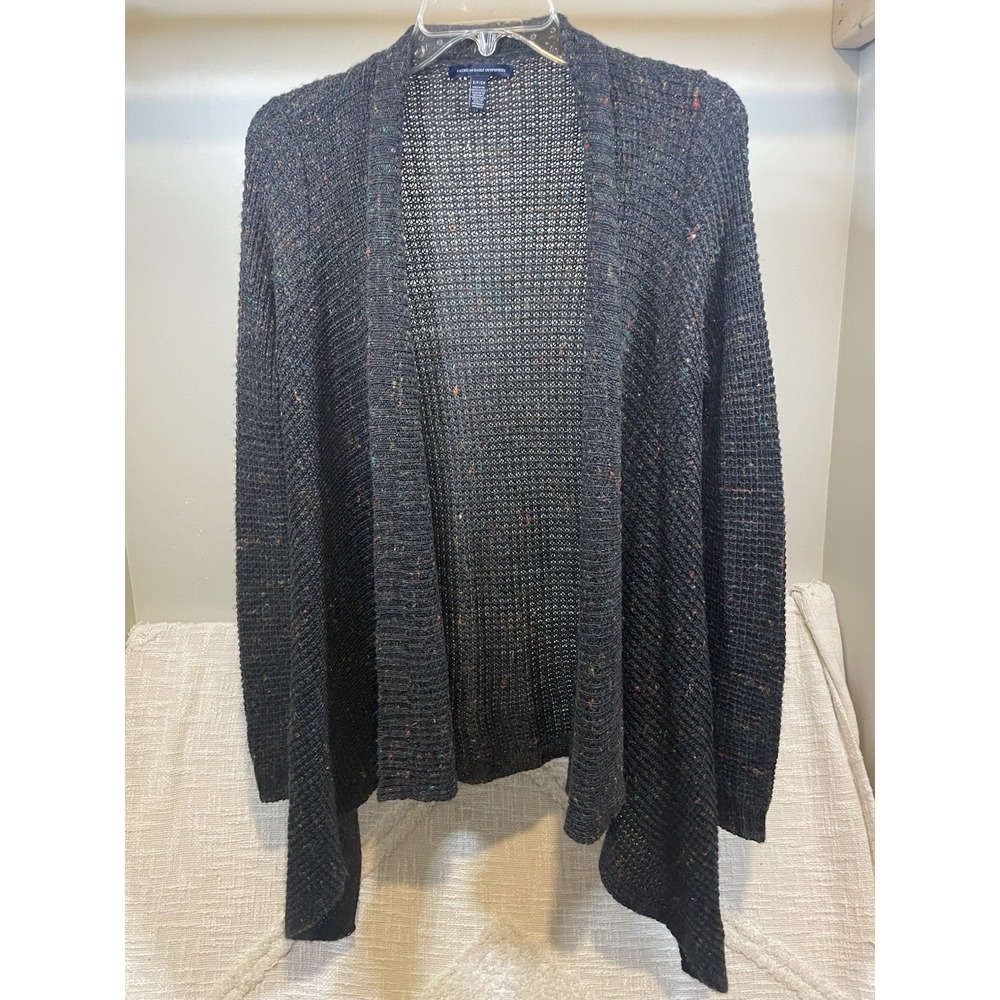 American Eagle Gray Colorful Marled Asymmetrical Waterfall Cardigan Women's  S